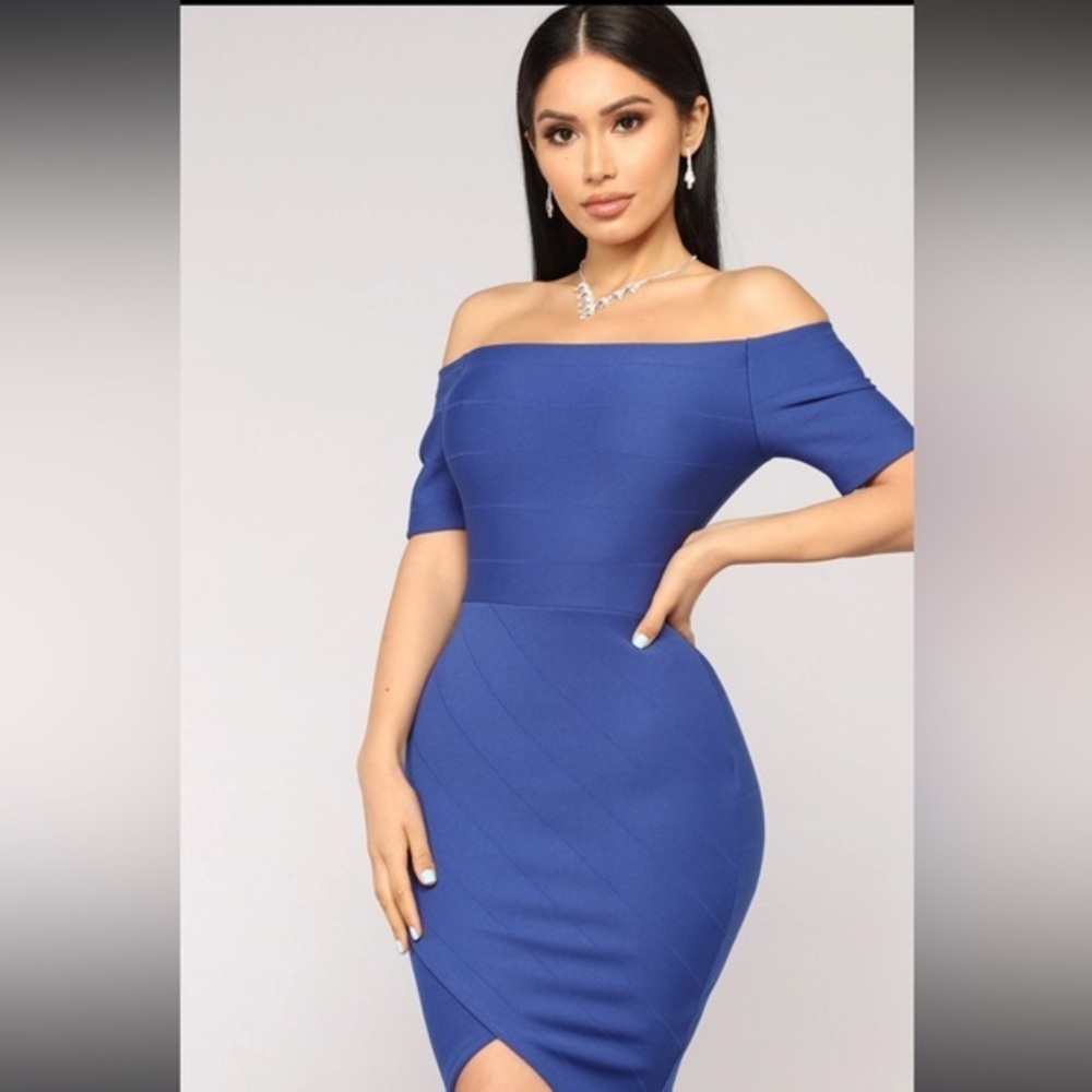 Blue Fashion Nova Bandage Dress